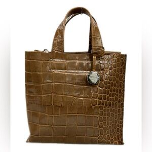 Furla Tan Croc-Embossed Handbag